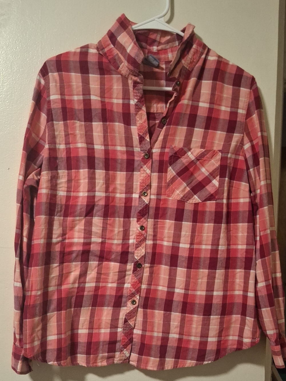 Laura Scott Red and Pink Plaid Button-Down Shirt